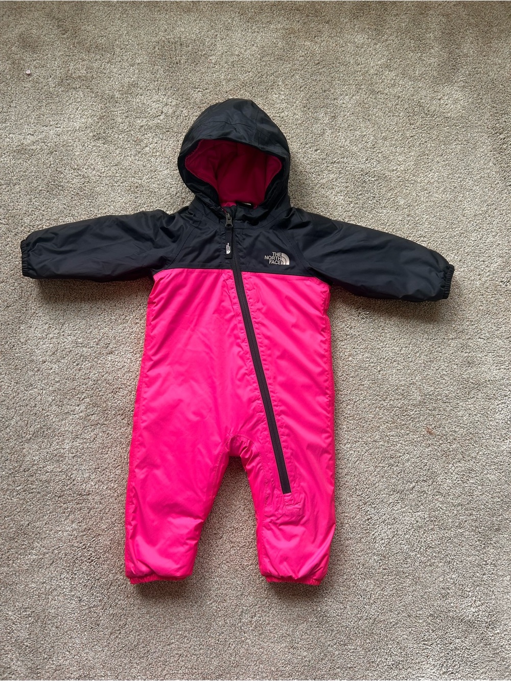 The North Face Hot Pink and Black Infant Jacket with Hood